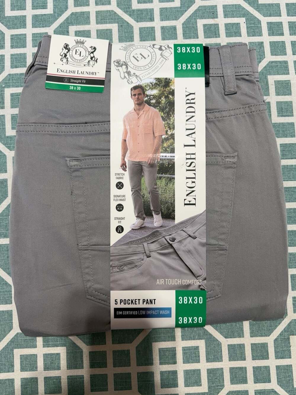 English Laundry Men's 5 Pocket Straight Fit Pant Gray 38x30